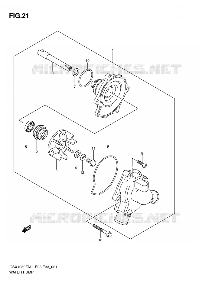 WATERPOMP Suzuki MOTO 1250 GSX-F 2011  GSX1250FAL1(E28)