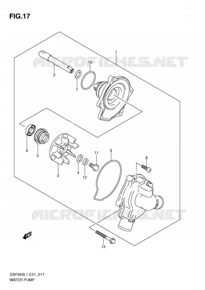WATERPOMP Suzuki MOTO 650 BANDIT 2011  GSF650SUAL1(E21)