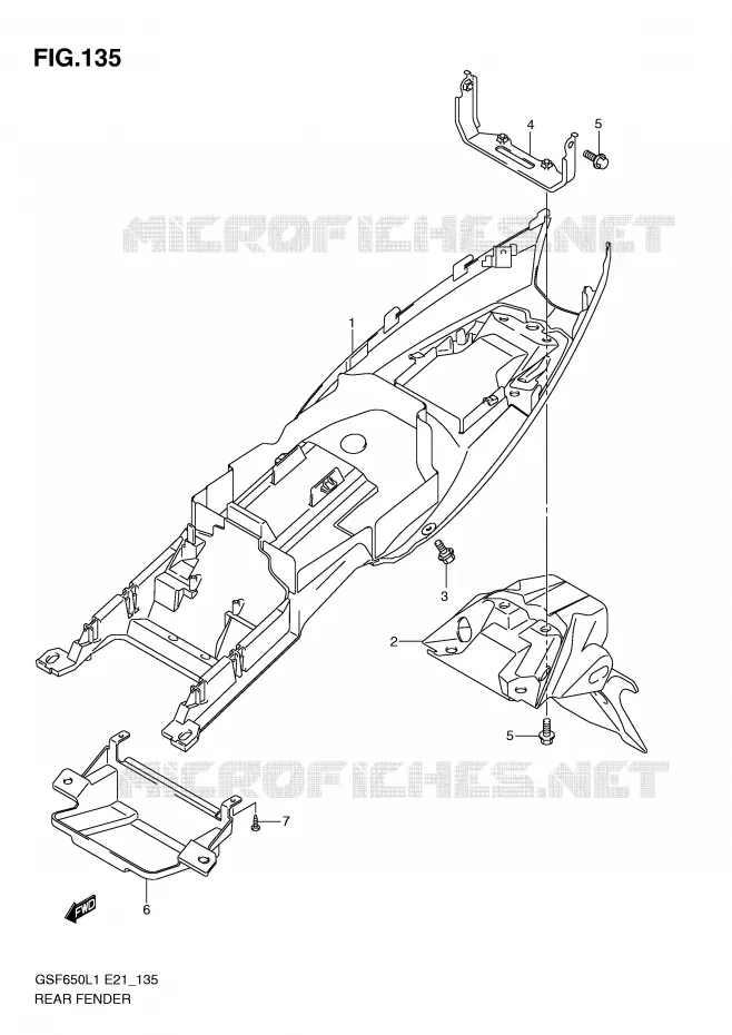 ACHTERSPATBORD (GSF650L1 E21) Suzuki MOTO 650 BANDIT 2011  GSF650SAL1(E21)