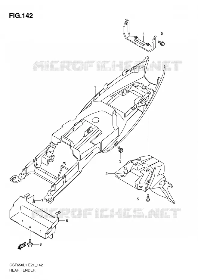 ACHTERSPATBORD (GSF650SUAL1 E21) Suzuki MOTO 650 BANDIT 2011  GSF650UAL1(E21)