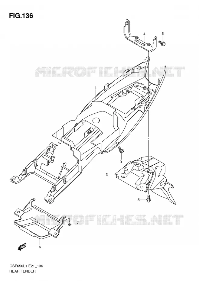 ACHTERSPATBORD (GSF650UL1 E21) Suzuki MOTO 650 BANDIT 2011  GSF650SL1(E21)