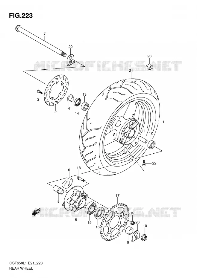 ACHTERWIEL (GSF650L1 E21) Suzuki MOTO 650 BANDIT 2011  GSF650AL1(E21)