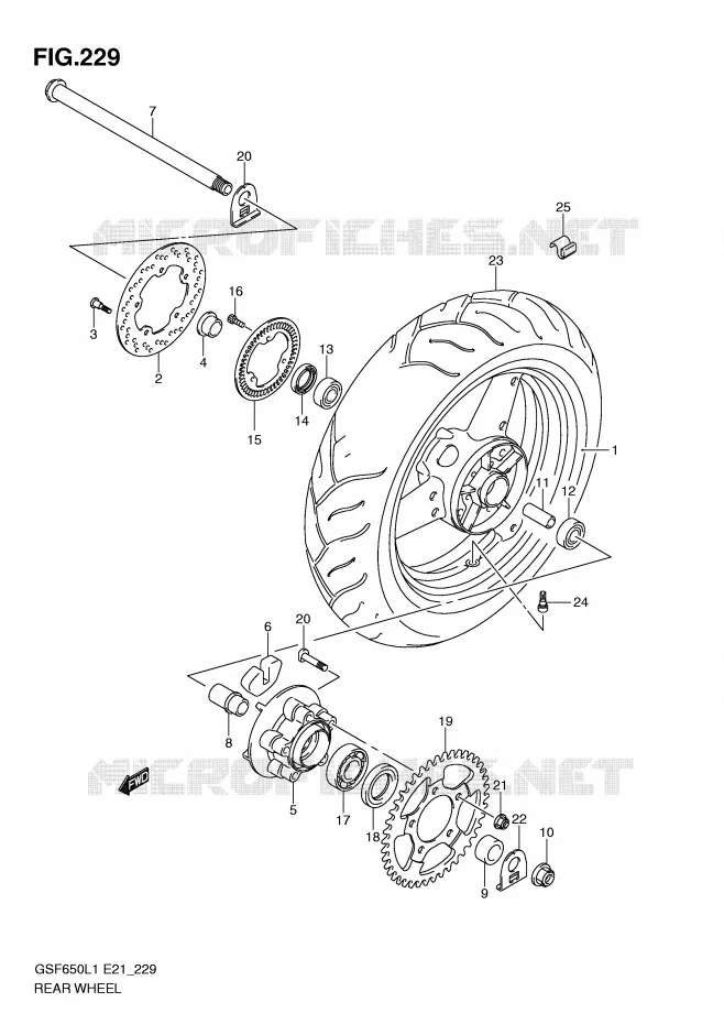 ACHTERWIEL (GSF650SAL1 E21) Suzuki MOTO 650 BANDIT 2011  GSF650SUAL1(E21)