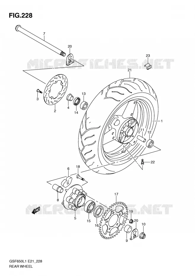 ACHTERWIEL (GSF650SUL1 E21) Suzuki MOTO 650 BANDIT 2011  GSF650AL1(E21)