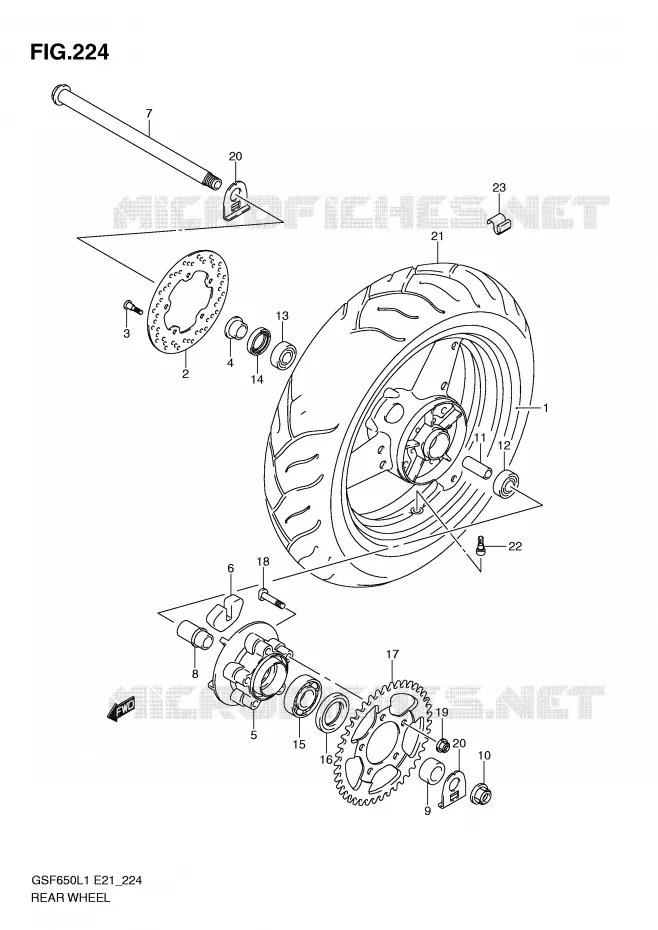 ACHTERWIEL (GSF650UL1 E21) Suzuki MOTO 650 BANDIT 2011  GSF650L1(E21)