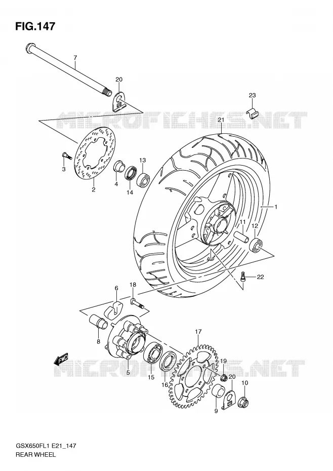 ACHTERWIEL (GSX650FL1 E24) Suzuki MOTO 650 GSX-F 2011  GSX650FUAL1(E21)