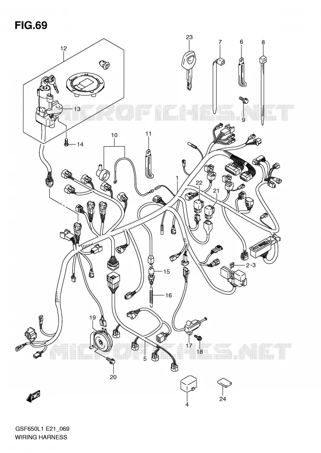 BEDRADING (GSF650AL1 E21) Suzuki MOTO 650 BANDIT 2011  GSF650UAL1(E21)