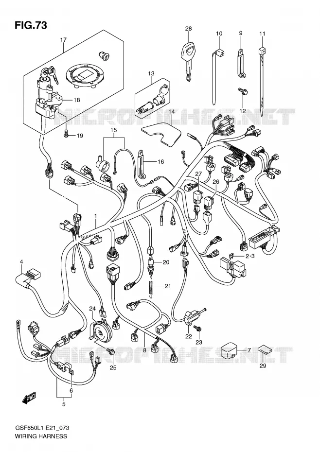 BEDRADING (GSF650SAL1 E21) Suzuki MOTO 650 BANDIT 2011  GSF650SUL1(E21)