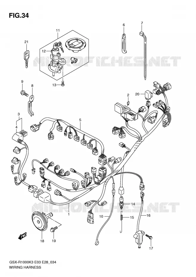 BEDRADING Suzuki MOTO 1000 GSX-R 2004  GSX-R1000K4(E3/E28)
