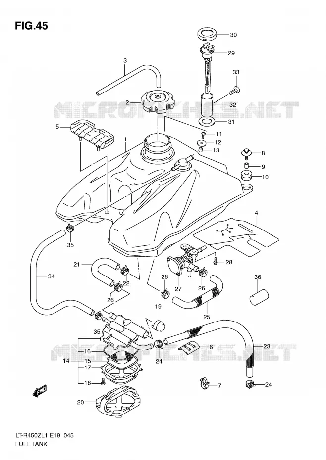 BENZINETANK (LT-R450L1 E19) Suzuki QUAD 450 QUADRACER 2011  LT-R450ZL1(E19)