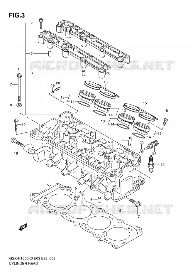 CILINDERKOP Suzuki MOTO 1000 GSX-R 2004  GSX-R1000K4(E3/E28)