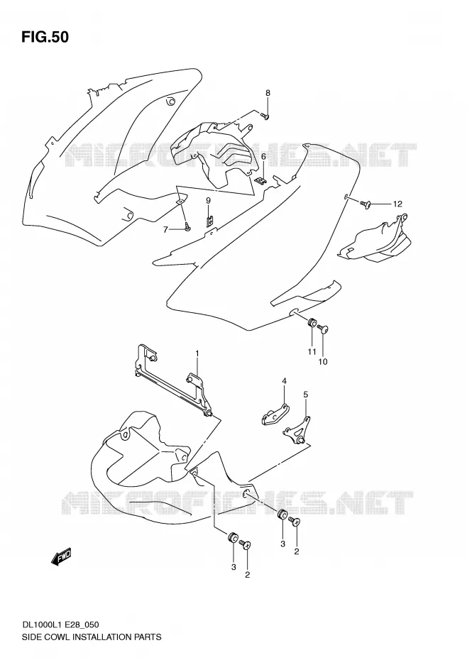 FAIRING INSTALLATIEDELEN Suzuki MOTO 1000 V-STROM 2011  DL1000L1(E28)