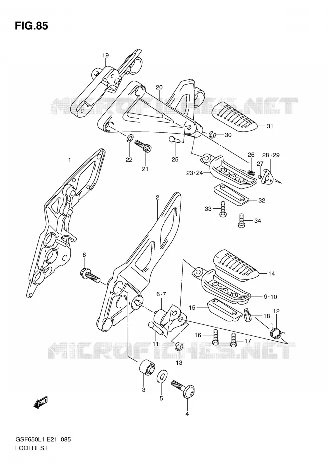 FOOTREST Suzuki MOTO 650 BANDIT 2011  GSF650SUAL1(E21)