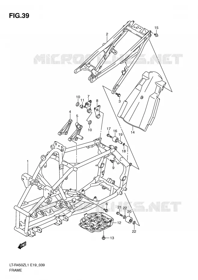 FRAME (LT-R450L1 E19) Suzuki QUAD 450 QUADRACER 2011  LT-R450ZL1(E19)
