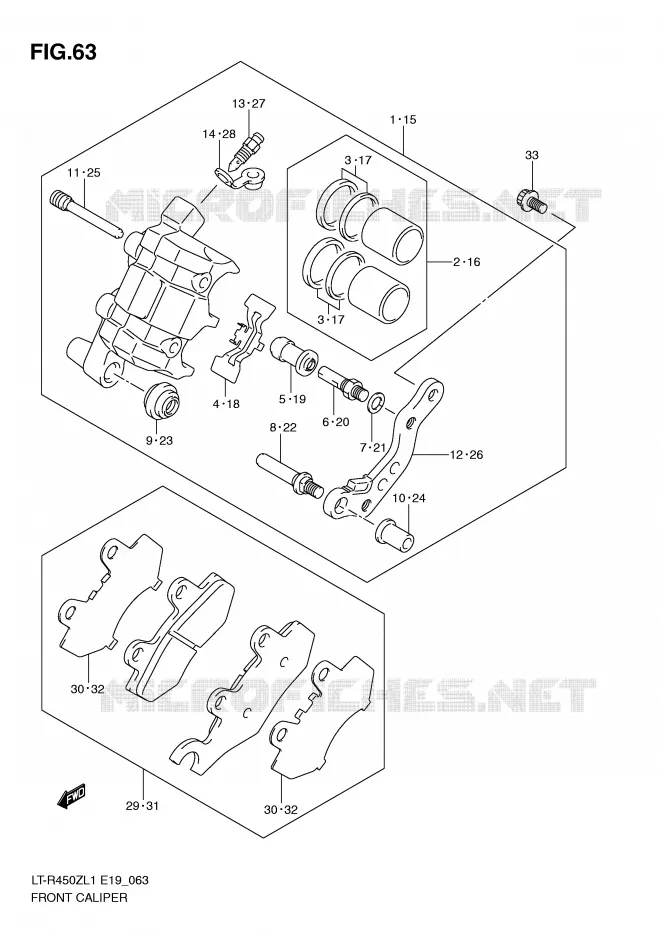 FRONT CALIPER Suzuki QUAD 450 QUADRACER 2011  LT-R450ZL1(E19)