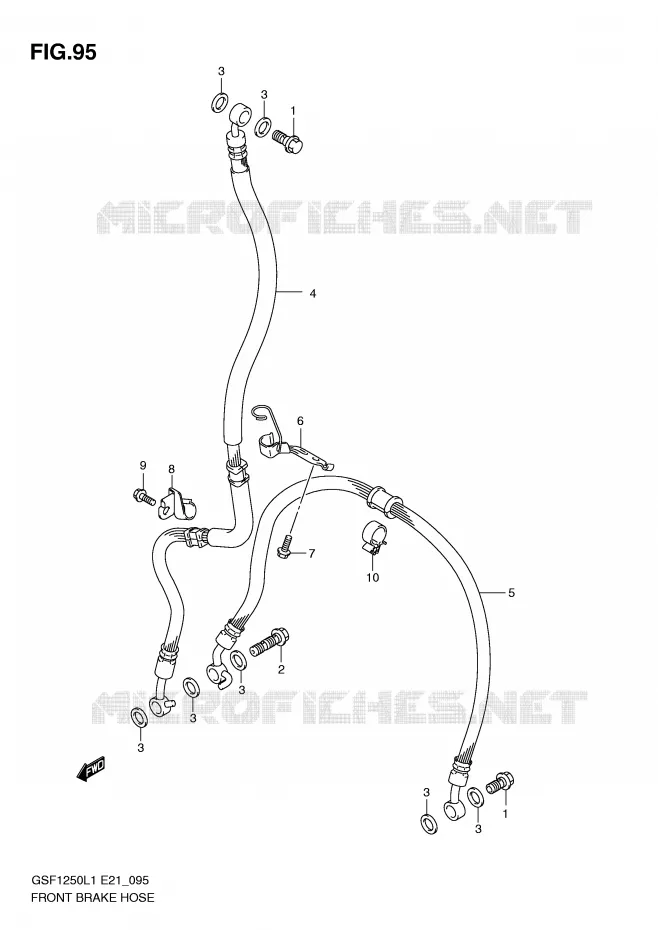 FRONT REMSLANG (GSF1250L1 E21) Suzuki MOTO 1250 BANDIT 2011  GSF1250AL1(E21)