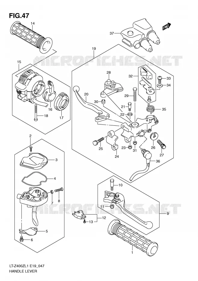 HANDGRIPS - LEVERS Suzuki QUAD 400 QUADSPORT 2011  LT-Z400L1(E19)