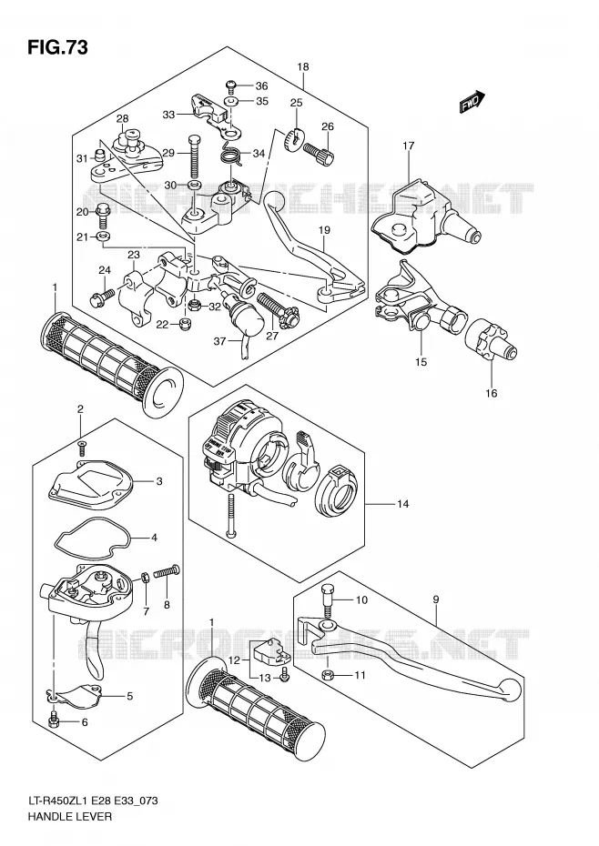 HANDGRIPS - LEVERS Suzuki QUAD 450 QUADRACER 2011  LT-R450ZL1(E28/E33)