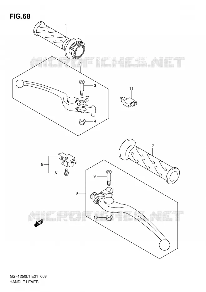 HEFBOMEN - HANDGRIPS (GSF1250L1 E24) Suzuki MOTO 1250 BANDIT 2011  GSF1250AL1(E21)