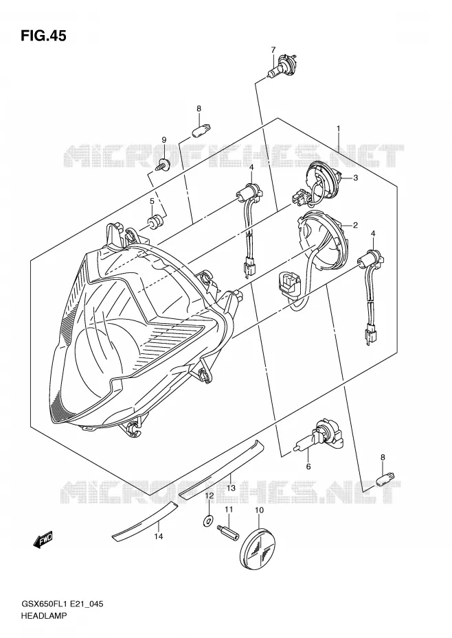 KOPLAMP (GSX650FL1 E24) Suzuki MOTO 650 GSX-F 2011  GSX650FL1(E21)