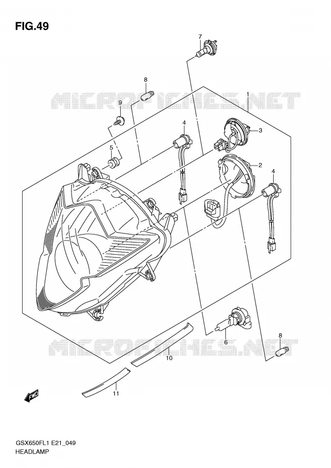 KOPLAMP (GSX650FUAL1 E21) Suzuki MOTO 650 GSX-F 2011  GSX650FUAL1(E21)