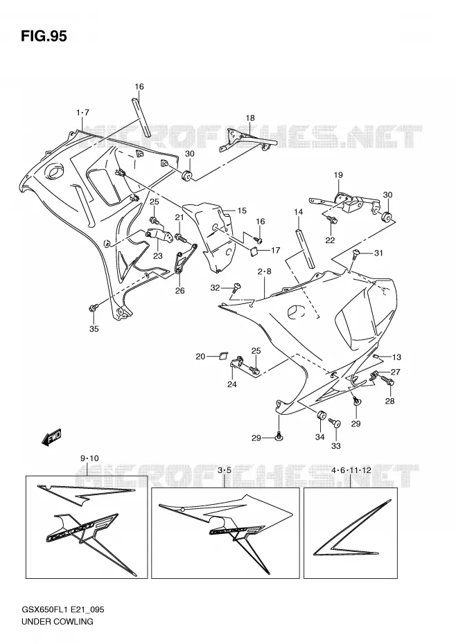 ONDER COWLING (GSX650FAL1 E21) Suzuki MOTO 650 GSX-F 2011  GSX650FUL1(E21)