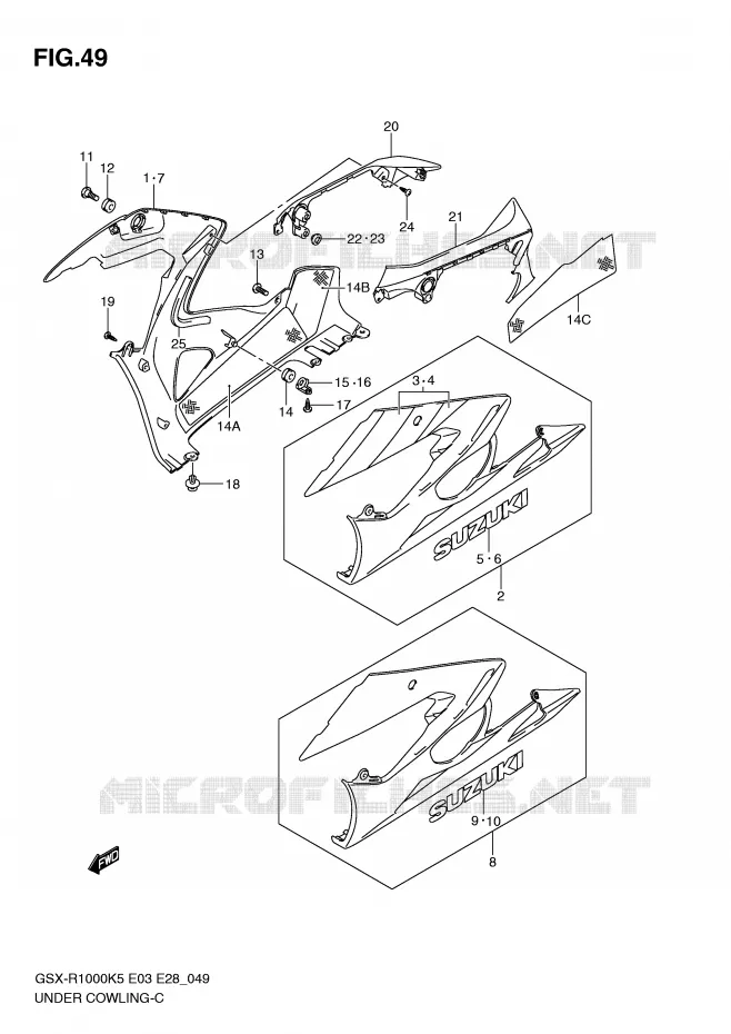 ONDER COWLING (MODELE K5) Suzuki MOTO 1000 GSX-R 2006  GSX-R1000 K6 (E28)