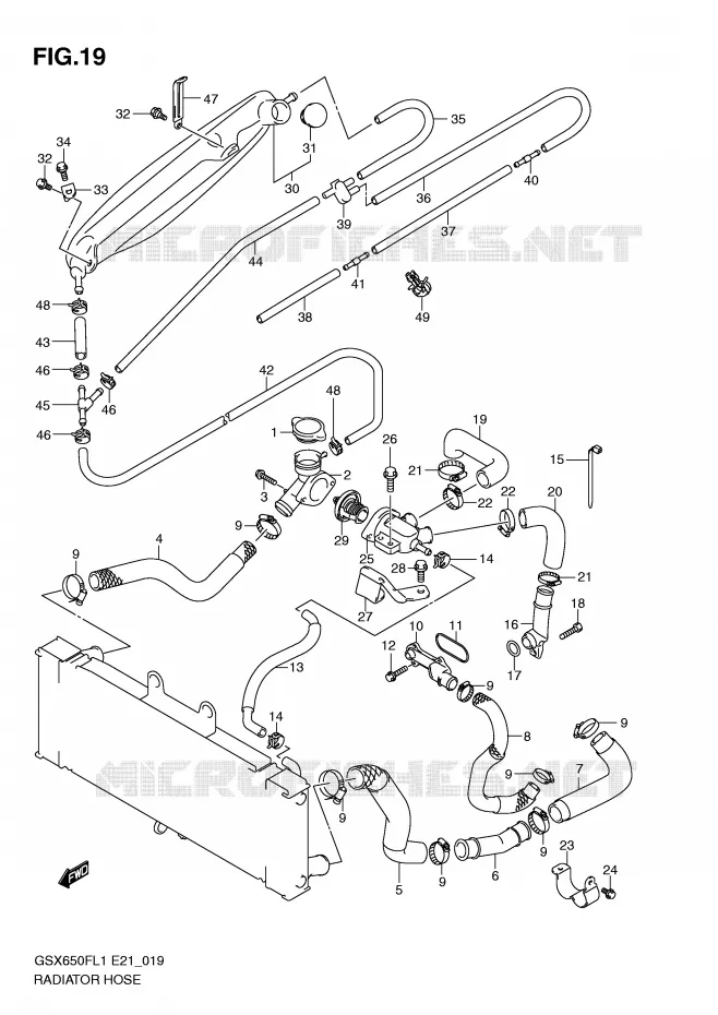 RADIATOR SLANG Suzuki MOTO 650 GSX-F 2011  GSX650FUL1(E21)