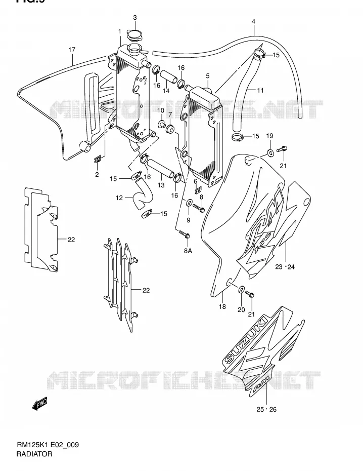 RADIATOR Suzuki MOTO 125 RM 2002  RM125K2(E2)