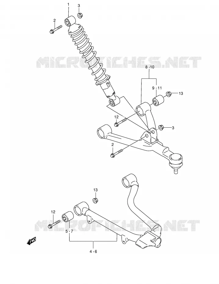 SCHOKDEMPER - VORKBEEN (MODELE W/X) Suzuki QUAD 500 VINSON 2002  LT-F500FK2(E24)