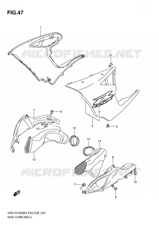 SIDE KUIP (MODELE K5) Suzuki MOTO 1000 GSX-R 2005  GSX-R1000 K5 (E28)