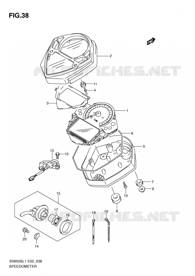 SNELHEIDSMETER (SV650SL1 E2) Suzuki MOTO 650 SV 2011  SV650SL1(E2)