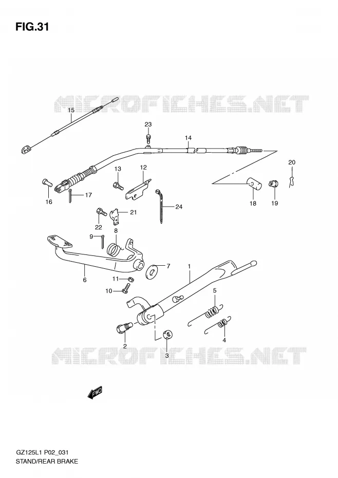 STAND - ACHTER REMPEDAAL Suzuki MOTO 125 MARAUDER 2011  GZ125L1(P02)