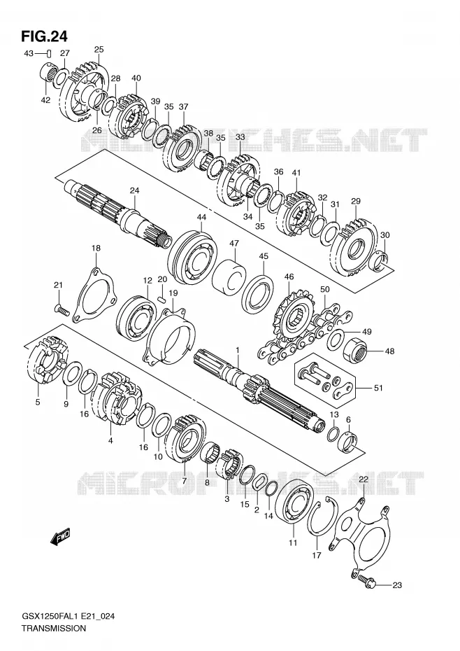 TRANSMISSION Suzuki MOTO 1250 GSX-F 2012  GSX1250FAL1(E21)