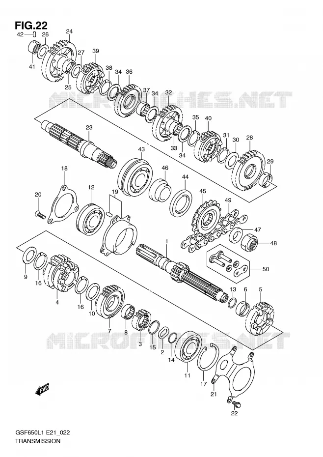 TRANSMISSION Suzuki MOTO 650 BANDIT 2011  GSF650SAL1(E21)