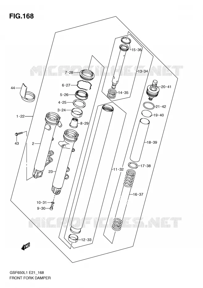 VOORVORK (GSF650L1 E21) Suzuki MOTO 650 BANDIT 2011  GSF650AL1(E21)
