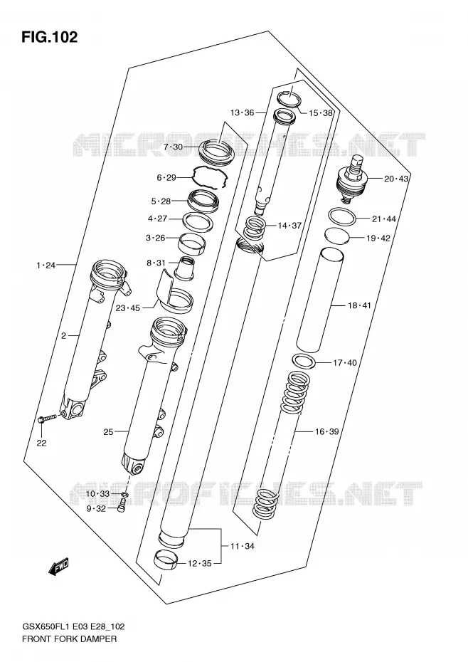VOORVORK (GSX650FL1 E33) Suzuki MOTO 650 GSX-F 2011  GSX650FAL1(E3/E28)