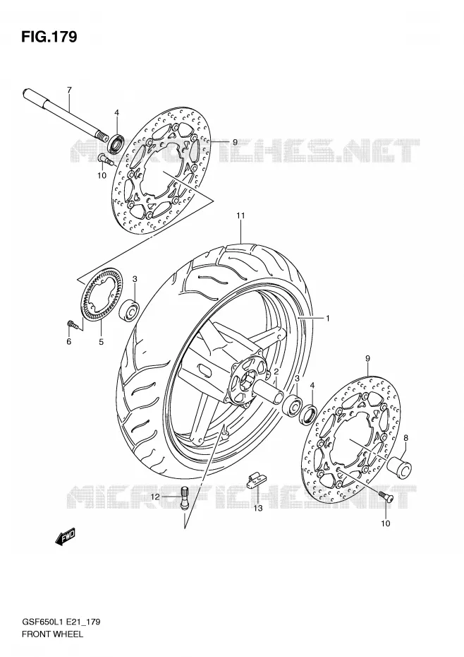 VOORWIEL (GSF650AL1 E21) Suzuki MOTO 650 BANDIT 2011  GSF650SUL1(E21)