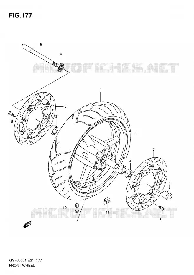 VOORWIEL (GSF650L1 E21) Suzuki MOTO 650 BANDIT 2011  GSF650AL1(E21)