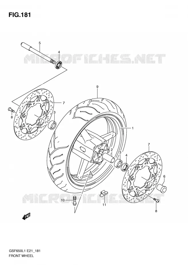 VOORWIEL (GSF650SL1 E21) Suzuki MOTO 650 BANDIT 2011  GSF650AL1(E21)