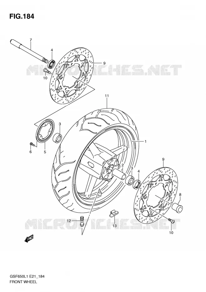 VOORWIEL (GSF650SUAL1 E21) Suzuki MOTO 650 BANDIT 2011  GSF650AL1(E21)