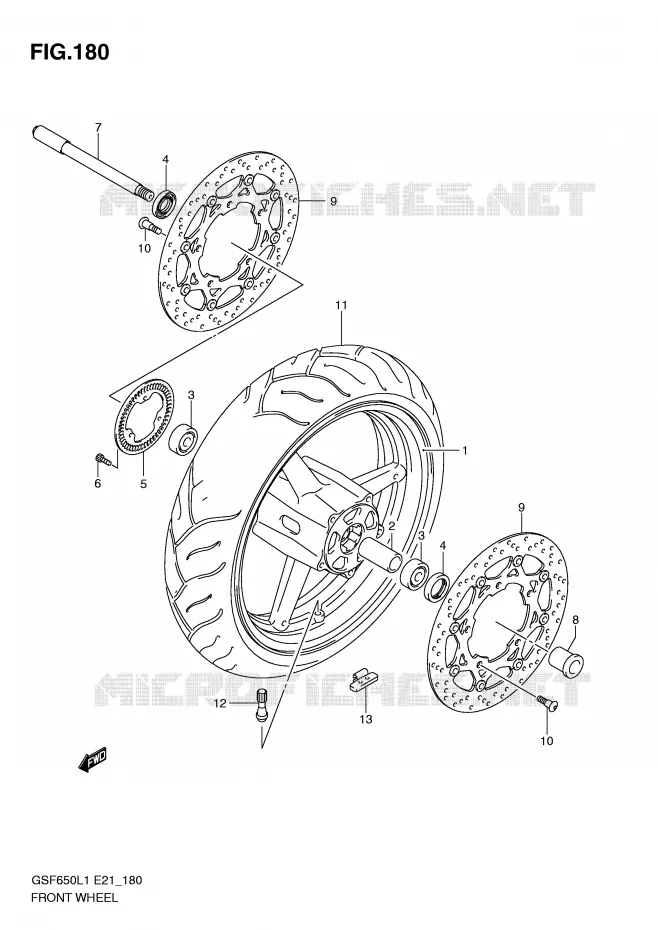 VOORWIEL (GSF650UAL1 E21) Suzuki MOTO 650 BANDIT 2011  GSF650SL1(E21)