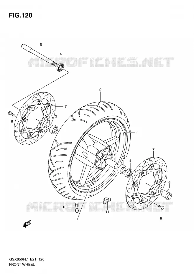 VOORWIEL (GSX650FUL1 E24) Suzuki MOTO 650 GSX-F 2011  GSX650FUAL1(E21)