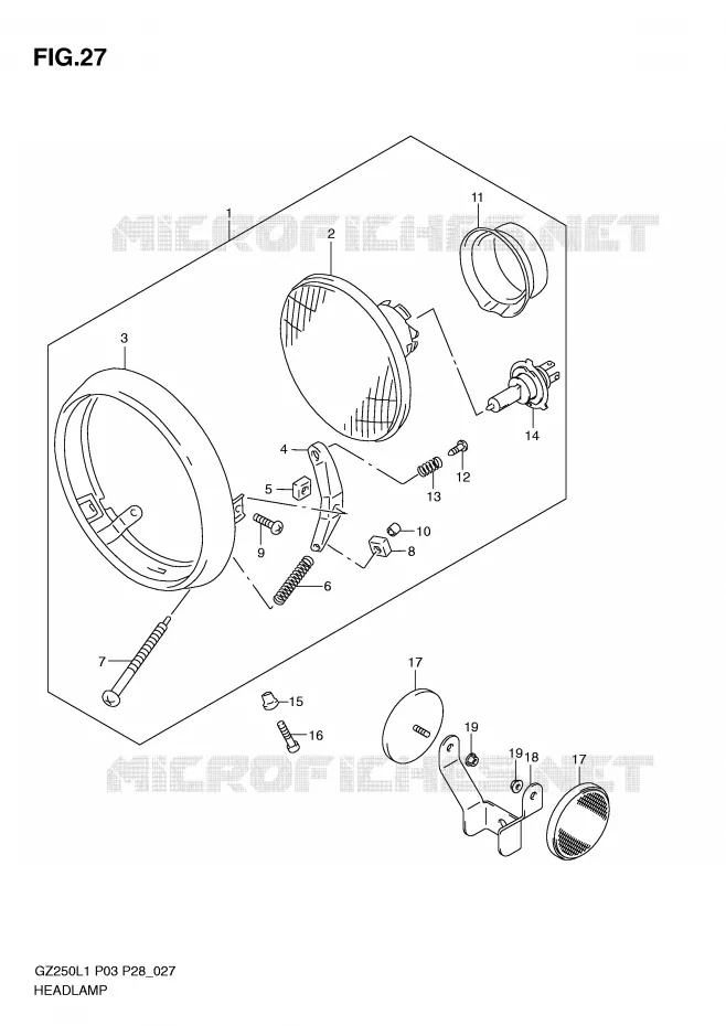 KOPLAMP Suzuki MOTO 250 MARAUDER 2011  GZ250L1(P3)