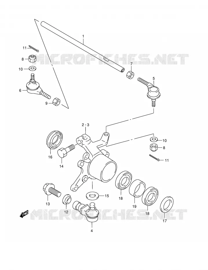 STUURINRICHTINGS - HUB Suzuki QUAD 500 VINSON 2002  LT-F500FK2(E24)