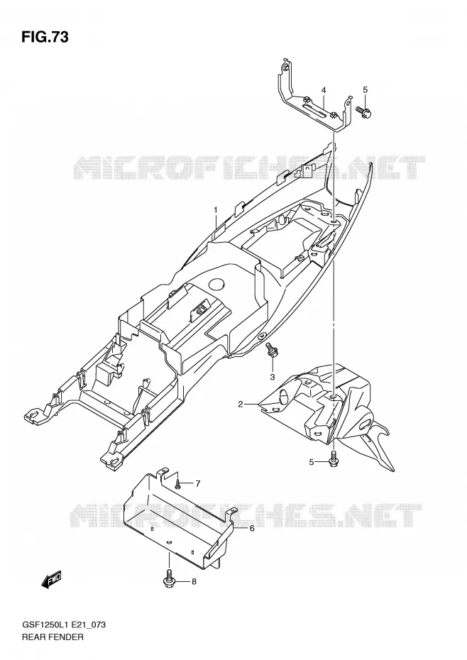 ACHTERSPATBORD (GSF1250AL1 E21) Suzuki MOTO 1250 BANDIT 2011  GSF1250AL1(E21)