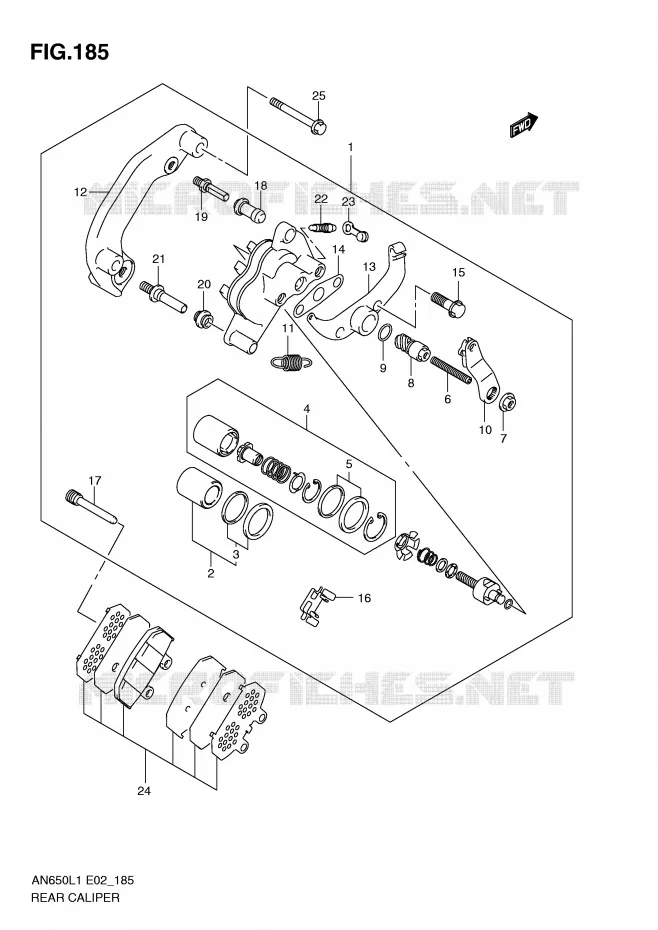 REAR CALIPER (AN650AL1 E19) Suzuki SCOOTER 650 BURGMAN 2011  AN650L1(E2)