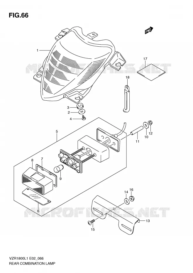 ACHTERLICHT (VZR1800L1 E2) Suzuki MOTO 1800 INTRUDER 2011  VZR1800ZL1(E2)