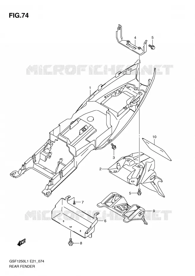 ACHTERSPATBORD (GSF1250AL1 E24) Suzuki MOTO 1250 BANDIT 2011  GSF1250AL1(E21)
