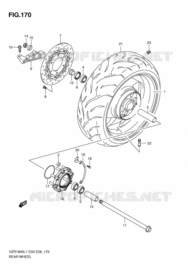 ACHTERWIEL (VZR1800L1 E33) Suzuki MOTO 1800 INTRUDER 2011  VZR1800L1(E3)